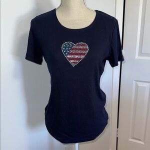 Navy Heart Embellished Women's Top